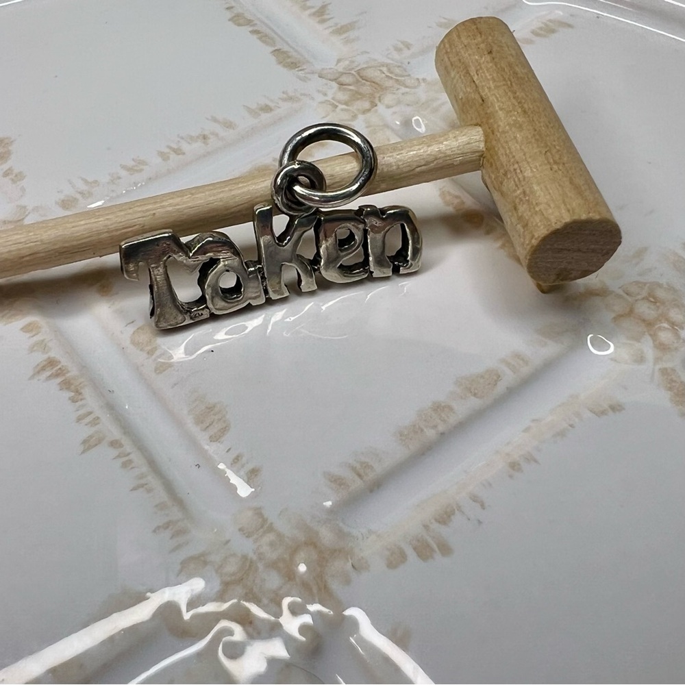 Vintage Sterling Silver “Taken” Pendant Charm 925